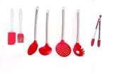 Kit Utensílios Silicone 7 Peças Vermelho Cabo Inox Lindo - Clink