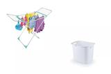 Kit Varal Chão Alumínio + Cesto Para Roupa Suja Secalux