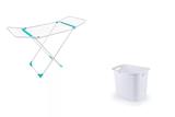 Kit Varal Chão Grande Com Cesto Roupa Branco Secalux