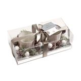 Kit Vela Natalina + Porta Vela Decorado Marrom 5cm 2 Peças - Cromus