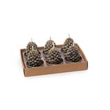 Kit Vela Pinha 6Pçs Decoração Natal Tealight 5x4Cm Marrom - Cromus