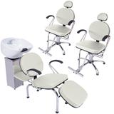 Kit Veneza 2 com 2 Poltronas as duas reclináveis e 1 Lavatório com Cuba de Louça - For-ty