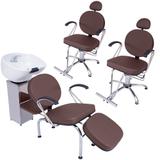 Kit Veneza 2 com 2 Poltronas as duas reclináveis e 1 Lavatório com Cuba de Louça - For-ty