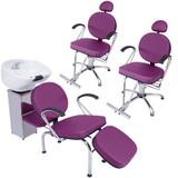 Kit Veneza 2 com 2 Poltronas as duas reclináveis e 1 Lavatório com Cuba de Louça - For-ty