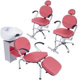 Kit Veneza 2 com 2 Poltronas as duas reclináveis e 1 Lavatório com Cuba de Louça - For-ty