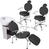 Kit Veneza 2 com 2 Poltronas as duas reclináveis e 1 Lavatório com Cuba de Louça - For-ty