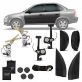 Kit Vidro Elétrico Corsa Classic 1999 a 2016 Sensorizado 4 Portas Completo Botão Com Led Âmbar - Dial