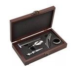 Kit Vinho Estojo Madeira 5 Acessórios Saca Rolha Termometro - Atena mix