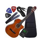 Kit Violão Elétrico Cutway Nylon Nf-14 Giannini Nt c/ Afinador + Capa + Correia + Palhetas + Cabo