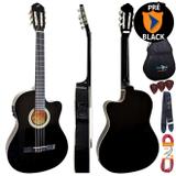 Kit Violão Flat Eletroacústico NF14 BK Nylon Giannini Completo