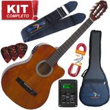 Kit Violão Giannini Flat Eletroacústico SF14 NT Aço Com Afinador Completo