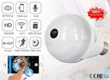 Lâmpada Espiã Câmera LED Wifi Panorâmica 360 Full HD 1.3Mp Microfone Controle Android iOS SD Bivolt - Vr360