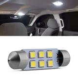 Lâmpada LED Torpedo 42mm 6 LEDs 10W 12V Luz Branca Teto e Placa Autopoli