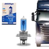 Lâmpada Super Branca H4 4300K 75W 70W 24V Efeito Xênon Aplicação Farol Caminhão - Shocklight