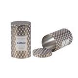 Lata decorativa de metal cinza café 10,8 x 18,2cm - 1 unidade - Msw