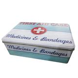 Lata para medicamentos de metal branco e azul 20X13CM - 26887 - Urban