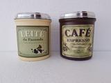 Latas para Mantimentos Estampa Leite da Fazenda e Café Espresso 2 Pçs - Vintage ville