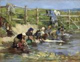 Lavadeiras do Rio Touques - Eugène Boudin - Tela 30x38 Para Quadro - Santhatela