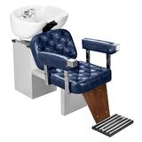 Lavatório Dubai Barber com Descanso de Pernas - Cuba de Porcelana - Estrutura Cinza - Tera móveis