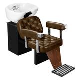 Lavatório Dubai Barber com Descanso de Pernas - Cuba de Porcelana - Estrutura Preta - Tera móveis