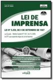 Lei de imprensa - lei n 5250, de 9 de setembro de 1967 - Edipro