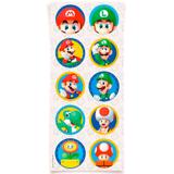Lembrancinha Adesivos Redondo Super Mario Bros 03 cartelas - Cromus