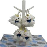 Lembrancinha Chaveiro Urso - Branco Com Laço Azul Marinho e Acompanha Cabide - Nita baby