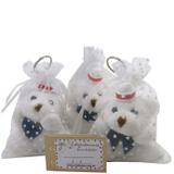 Lembrancinha Chaveiro Urso Branco na Organza - Marinheiro - Nita baby