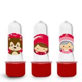 Lembrancinha Mini Tubete Tubo de Ensaio Festa Infantil Chapeuzinho Vermelho 10 unidades - Festabox