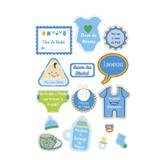 Lembrancinha Plaquinhas Divertidas Chá de Bebê Azul 15 unidades Duster - Festabox