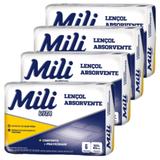 Lençol Descartável Absorvente Mili Vita para adulto 4 pacotes com 6 lençóis Total 24 lençóis