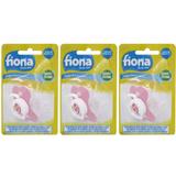 Lillo 802030 Fiona Baby Desenhos Chupeta Silicone Rosa Tam1 (Kit C/03)