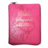 Livro Bíblia Sagrada Antigo e Novo Testamento Edição Especial de Bolso com Ziper -Rosa - Sociedade bíblica do brasil