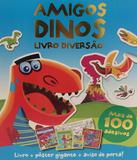 Livro Diversão: Amigos Dinos - 1 kit com 1 livro de colorir de 12 páginas + 2 folhas de adesivos + aviso de porta + 1 pôster