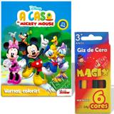 Livro + Kit Giz de Cera Vamos Colorir Mickey Disney - DCL