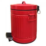 Lixeira 12L em Inox com Pedal Retrô CleanHome Vermelho