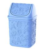 Lixeira Basculante Retangular com Decoração Floral em Alto Relevo Azul 4,5L - Uninjet