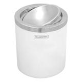 Lixeira Branca com Tampa Basculante de Aço Inox 5 Litros Tramontina 94540/026