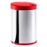 Lixeira Brinox Press Inox Linha Pia 4 Litros Tampa Vermelha