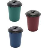 Lixeira Cesto Fechado De Plastico Colors Com Tampa Preta 53L 54X47Cm De Ø - Plasnew