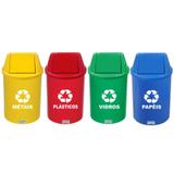Lixeira Coleta Seletiva Plástico TVV RED 13 L CJ 4 JS - Conjunto c/ 4 un