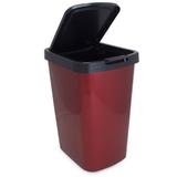 Lixeira De Plástico 9l C/ Click Label Vermelho Metalizado - Capricho