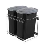 Lixeira Dupla Deslizante M1041 30 Litros Preta 325 x 440 x 450 mm - Masutti copat