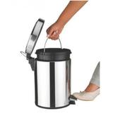 Lixeira em Inox 5 Litros com Pedal Emborrachado e Balde Removível - Banheiro - Mundiart