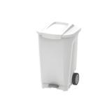 Lixeira em plastico t-force branco de 100l com eixo de metal e rodas de borracha - Tramontina