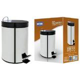 Lixeira inox 5 litros para cozinha cesto de lixo abre com pé Mor