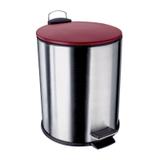 Lixeira Inox 5L com Tampa Vermelha Colossos Euro