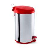Lixeira Inox Com Pedal 12 Litros Tampa Vermelha 3048/213 Brinox