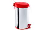 Lixeira Inox com Pedal e Tampa Plastica Vermelha 12 L Brinox