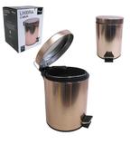 Lixeira Inox Rose Gold com Pedal e Balde Interno Removível de Plástico 5L - Imporiente